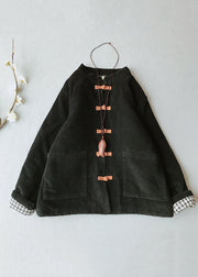 Women Orange Stand Collar Thick Corduroy Parkas Winte