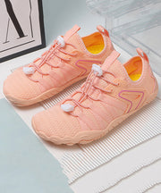 Women Pink Cotton Fabric Flat Shoes Splicing Cross Strap