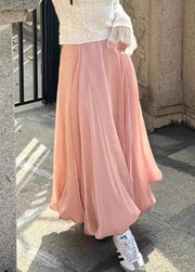 Women Pink Solid High Waist Skirts Summer
