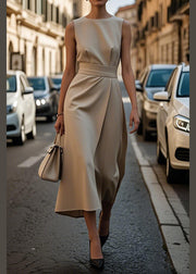 Women Purple O Neck Tie Waist Cotton Dress Sleeveless