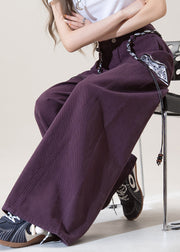 Women Purple Pockets High Waist Denim Pants Fall