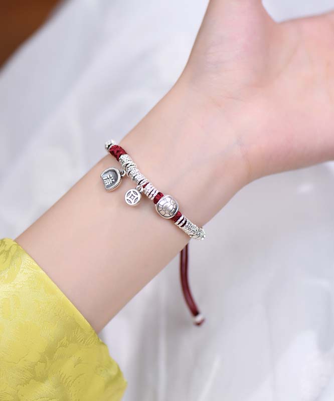 Women Red 999 Sterling Silver Zodiac Year Charm Bracelet