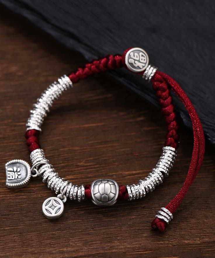 Women Red 999 Sterling Silver Zodiac Year Charm Bracelet