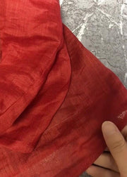 Women Red Back Lace Up Patchwork Cotton Tops Fall