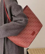 Women Red Large Capacity Faux Leather Shoulder Bag