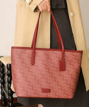 Women Red Large Capacity Faux Leather Shoulder Bag