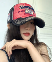Women Red Letter Embroidered Denim Baseball Cap Hat