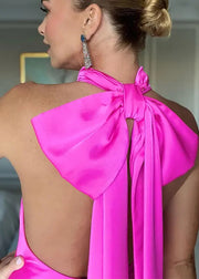 Women Rose Backless Halter Party Dress Summer