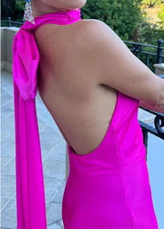 Women Rose Backless Halter Party Dress Summer