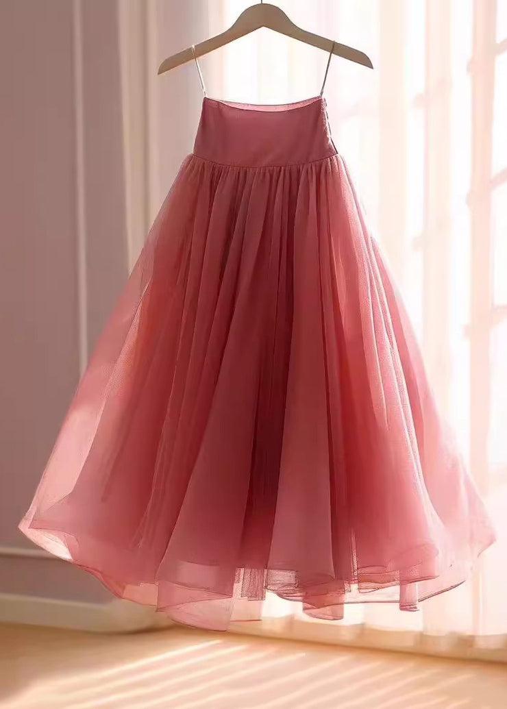 Women Rose Solid High Waist Chiffon Skirts Summer