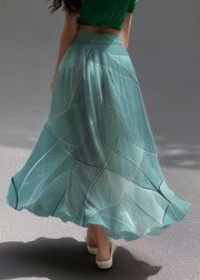 Women Sea Blue Print Chiffon Beach Skirt Summer