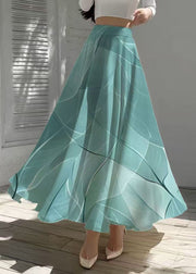 Women Sea Blue Print Chiffon Beach Skirt Summer
