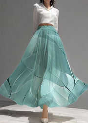 Women Sea Blue Print Chiffon Beach Skirt Summer