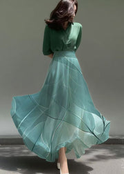 Women Sea Blue Print Chiffon Beach Skirt Summer