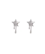 Women Silk Metal Alloy Zircon Star Stud Earrings