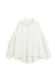 Women Sky Blue Oversized Cotton Shirt Top Lantern Sleeve
