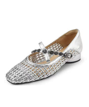 Women Splicing Chunky Shoes Black Faux Leather Hollow Out