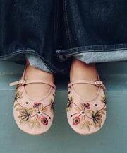 Women Splicing Flat Shoes Green Breathable Mesh Embroidered