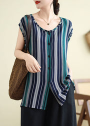 Women Striped O-Neck Long Tank Summer