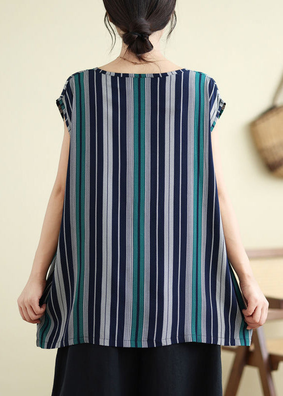 Women Striped O-Neck Long Tank Summer