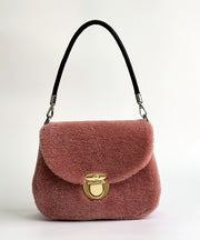Women Stylish Pink Versatile Woolen Shoulder Bag