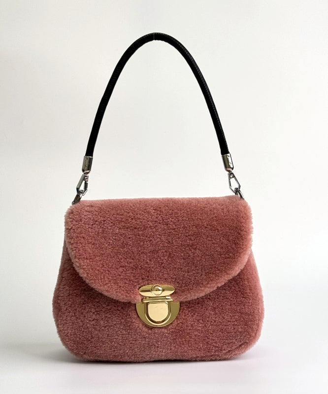 Women Stylish Pink Versatile Woolen Shoulder Bag
