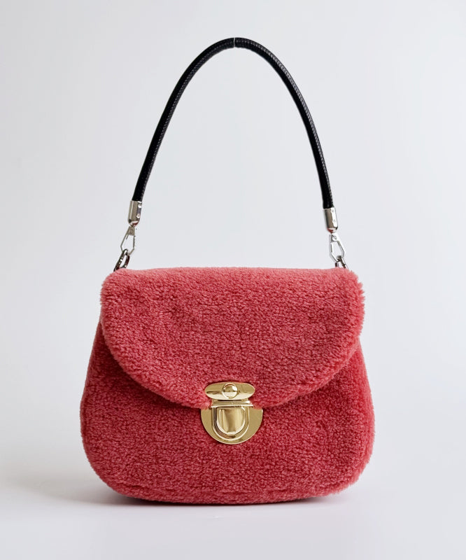 Women Stylish Pink Versatile Woolen Shoulder Bag