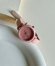 Women Tea Color Genuine Leather Waterproof Watch