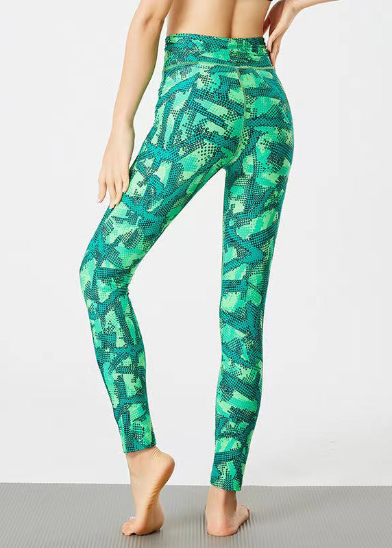 Women Tummy Control Print Capri Gym Shark Leggings