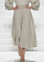 Women V Neck Lace Up Patchwork Cotton Long Dress Fall