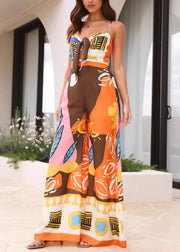 Women V Neck Print Jumpsuit Summer