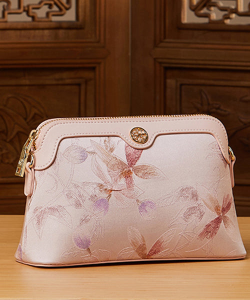 Women Vintage Green Print Silk CrossBody Bag