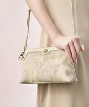 Women Vintage Green Print Silk CrossBody Bag