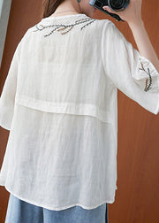 Women White Neck Tie Tops Half Sleeve