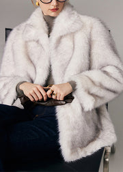 Women White Oversized Warm Faux Fur Jackets Winter