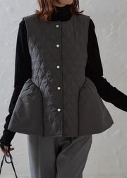 Women White Plaid Patchwork Cotton Vests Sleeveless