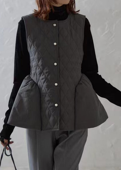 Women White Plaid Patchwork Cotton Vests Sleeveless