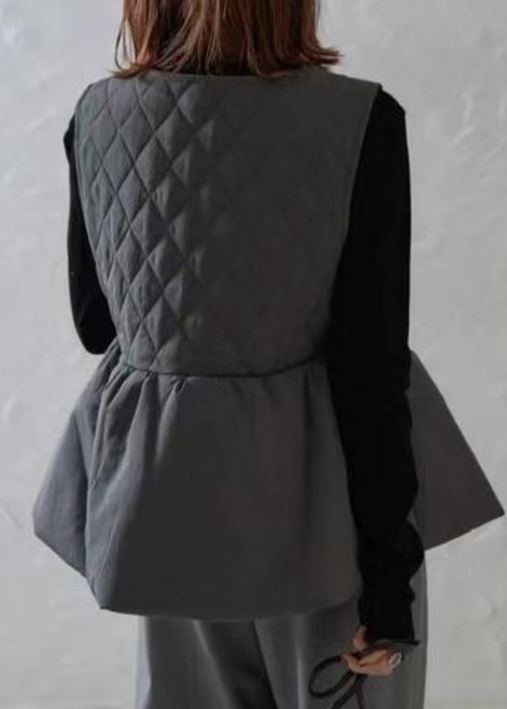 Women White Plaid Patchwork Cotton Vests Sleeveless