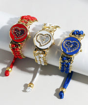 Women White Stainless Steel Alloy Zircon Quartz Movement Watches