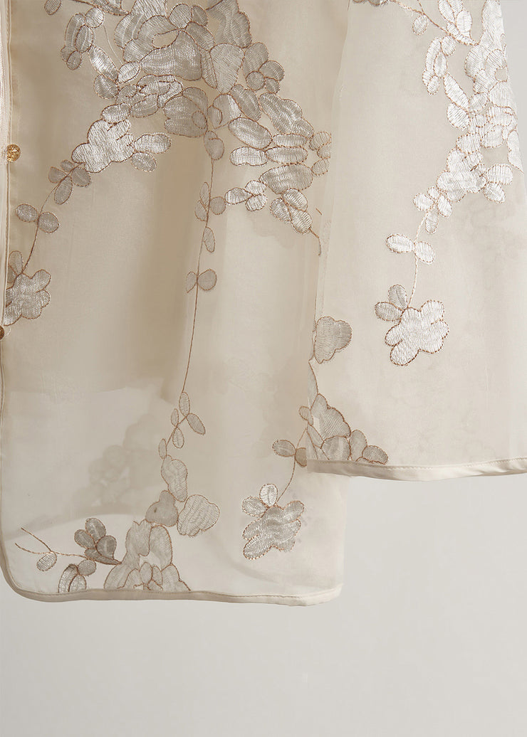 Women White Tasseled Embroidered Silk Coats Fall