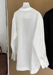 Women White V Neck Solid Cotton Blouses Fall