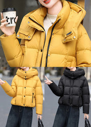 Women Yellow Hooded Fine Cotton Filled Puffer Jacket Winter