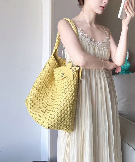 Women Yellow Large Capacity Faux Leather Shoulder Bag