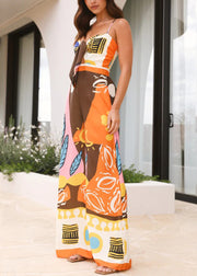 Women Yellow Patchwork Pocket Tunic Jumpsuit Sleeveless