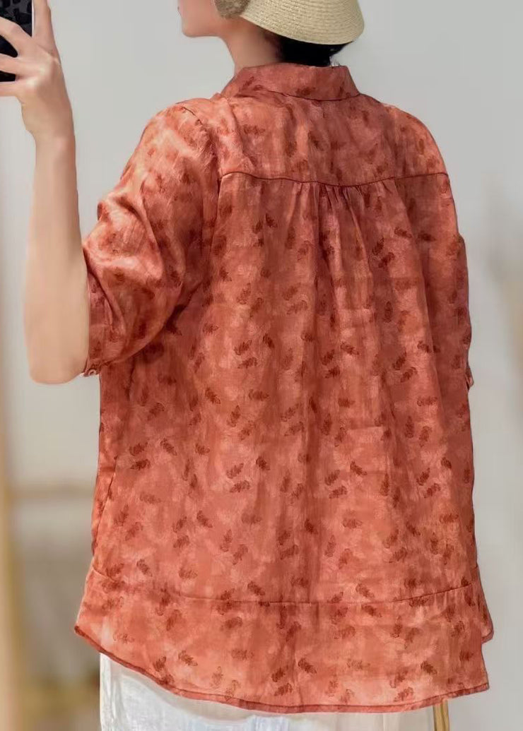 Women Yellow Peter Pan Collar Print Cotton Blouse Tops Summer
