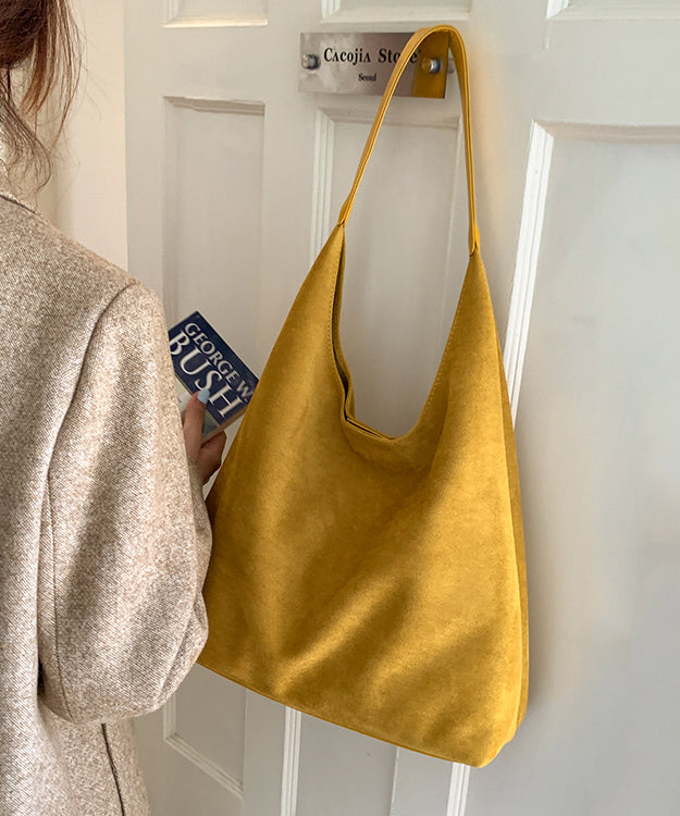 Women Yellow Suede Large Capacity Shoulder Bag