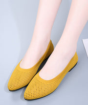 Yellow Breathable Mesh Splicing Flat Feet Shoes Pointed Toe