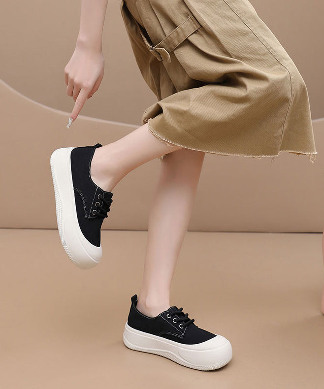Yellow Canvas Cross Strap Women Splicing Flat Shoes
