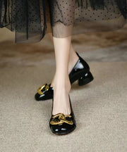 Yellow Chunky Heel Faux Leather Fashion Splicing Sequined