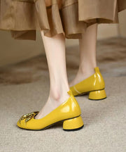 Yellow Chunky Heel Faux Leather Fashion Splicing Sequined